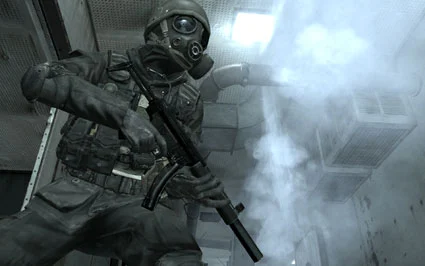 SAS operative armed with MP5 airsoft submachine gun in mission „Crew Expentable” , Call of Duty 4